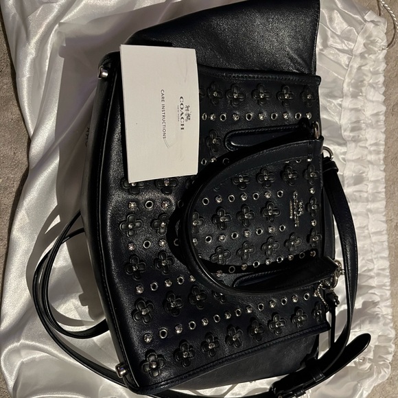 Coach navy blue studded leather mini tote - Picture 3 of 3